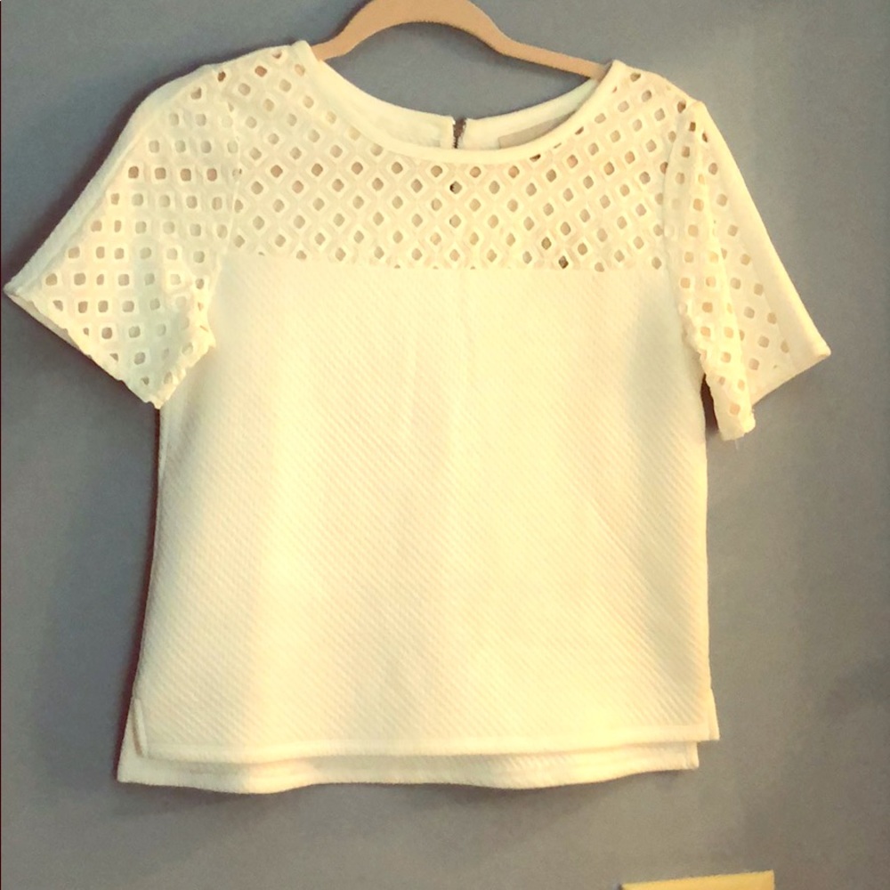 Loft white eyelet quilted shirt